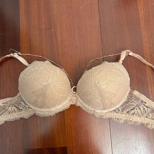 Beige lace push up bra